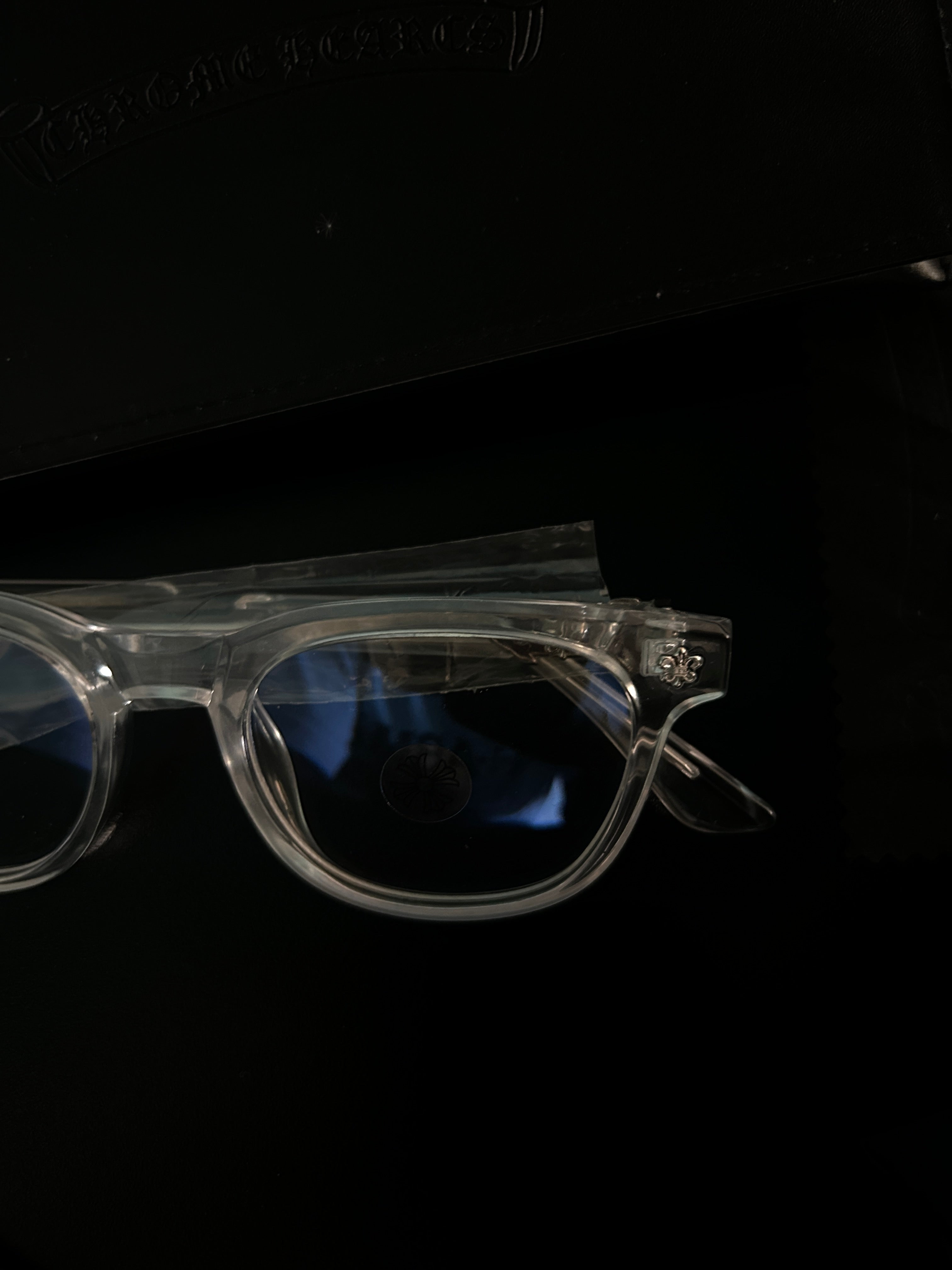 Chrome heart glasses - clear & silver badges