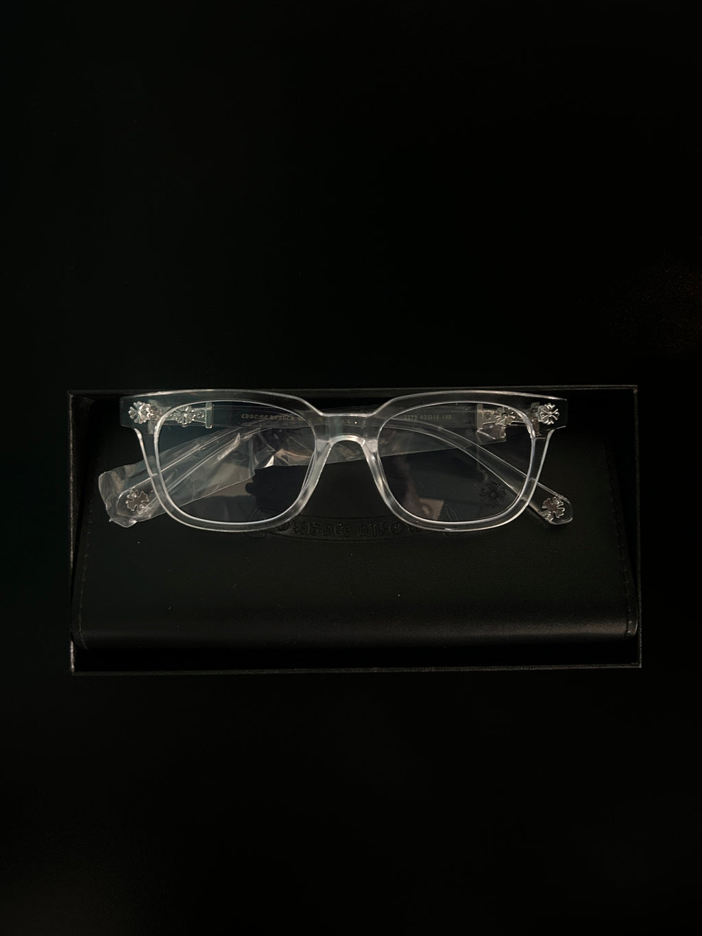 Chrome heart glasses - clear & silver badges