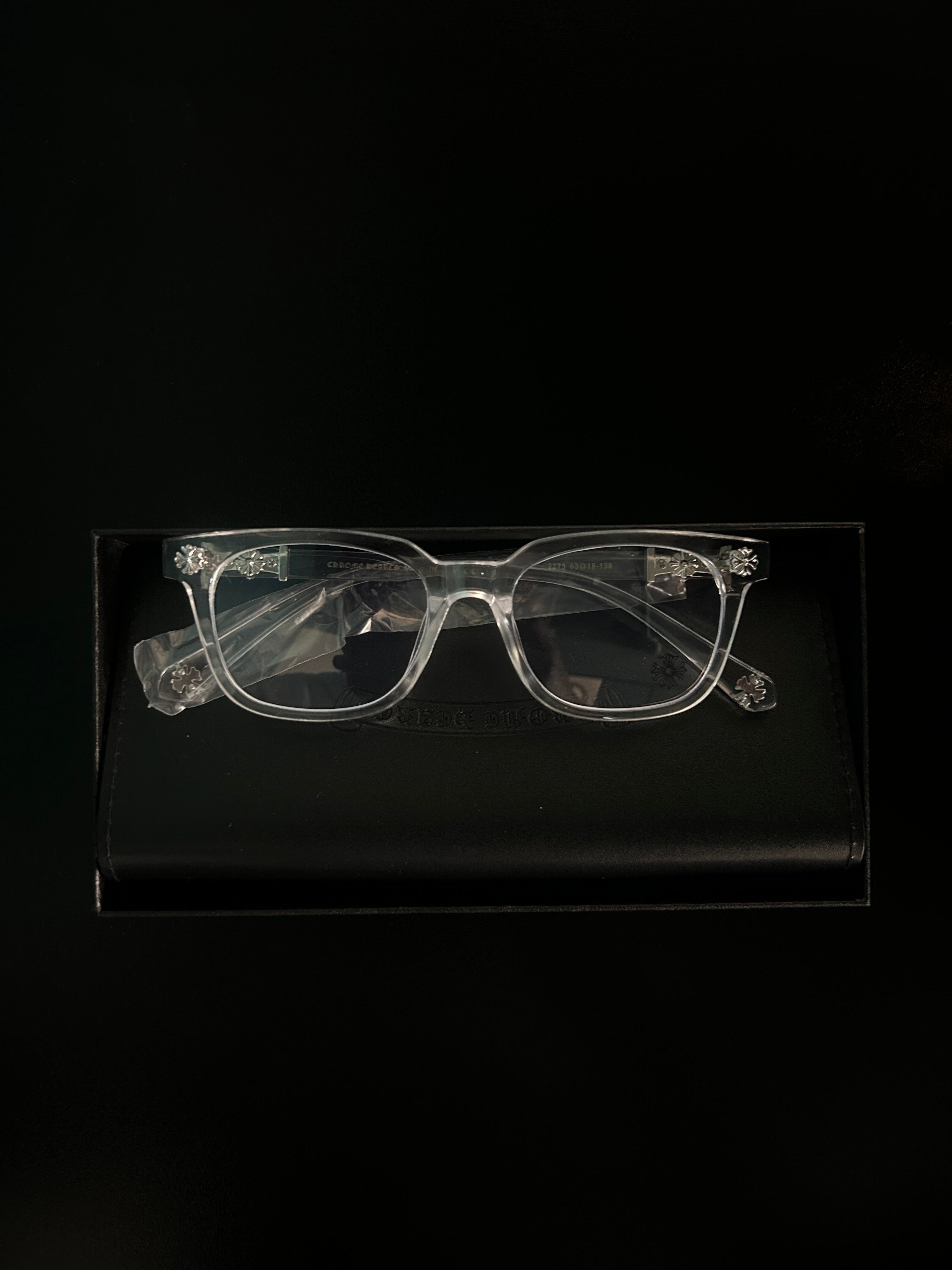 Chrome heart glasses - clear & silver badges