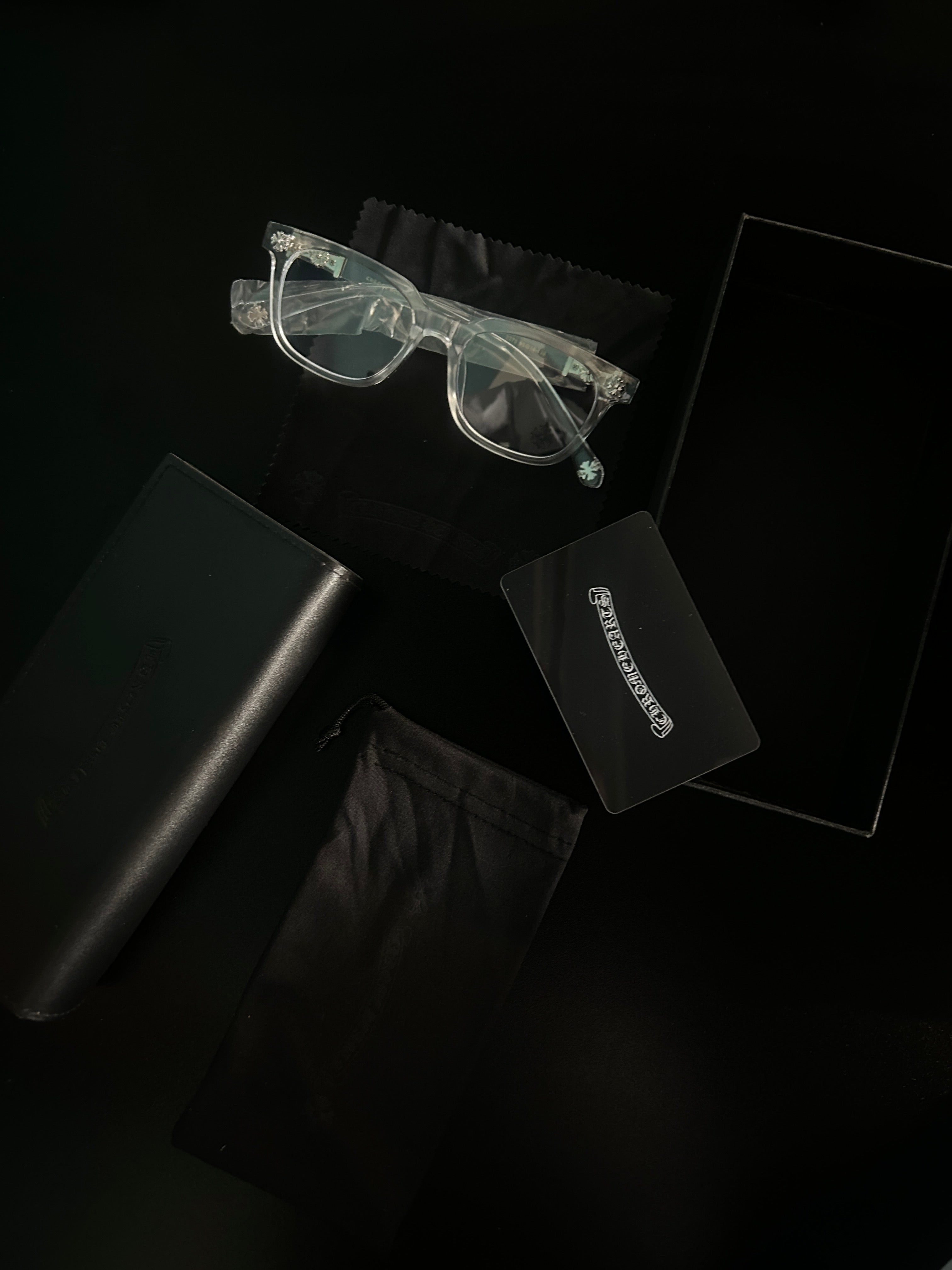 Chrome heart glasses - clear & silver badges