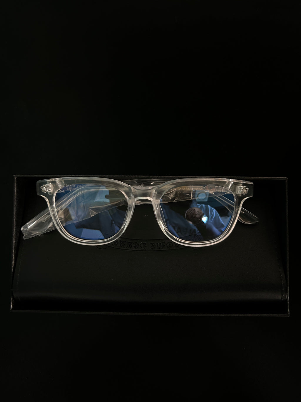 Chrome heart glasses - clear & silver badges