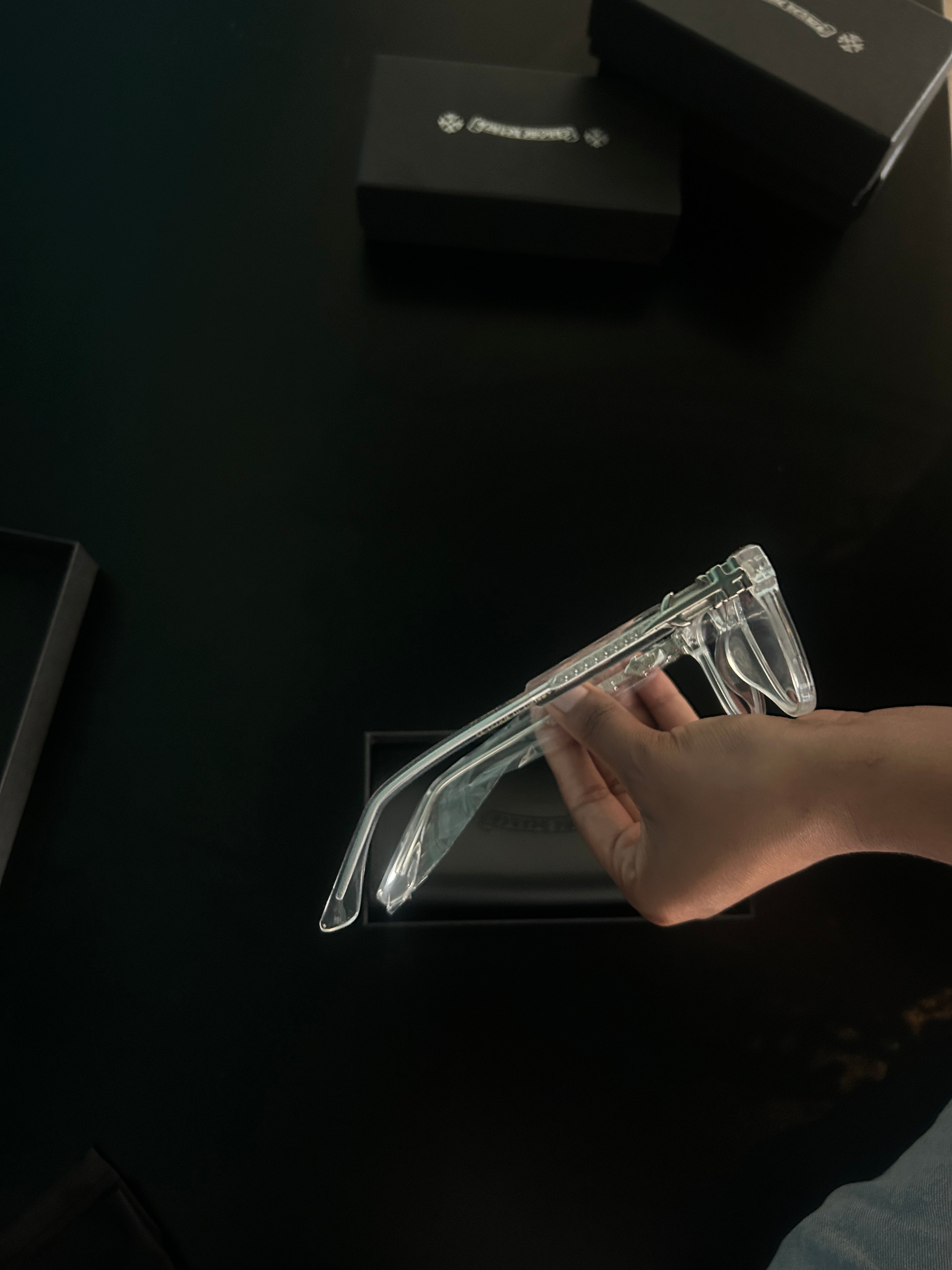 Chrome heart glasses - clear & silver badges