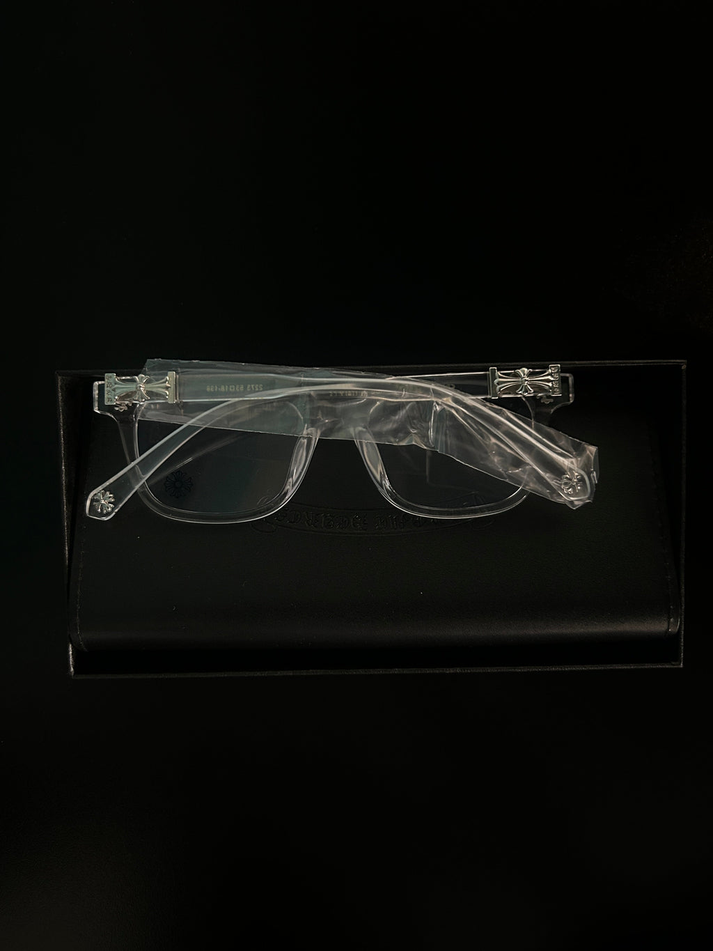 Chrome heart glasses - clear & silver badges