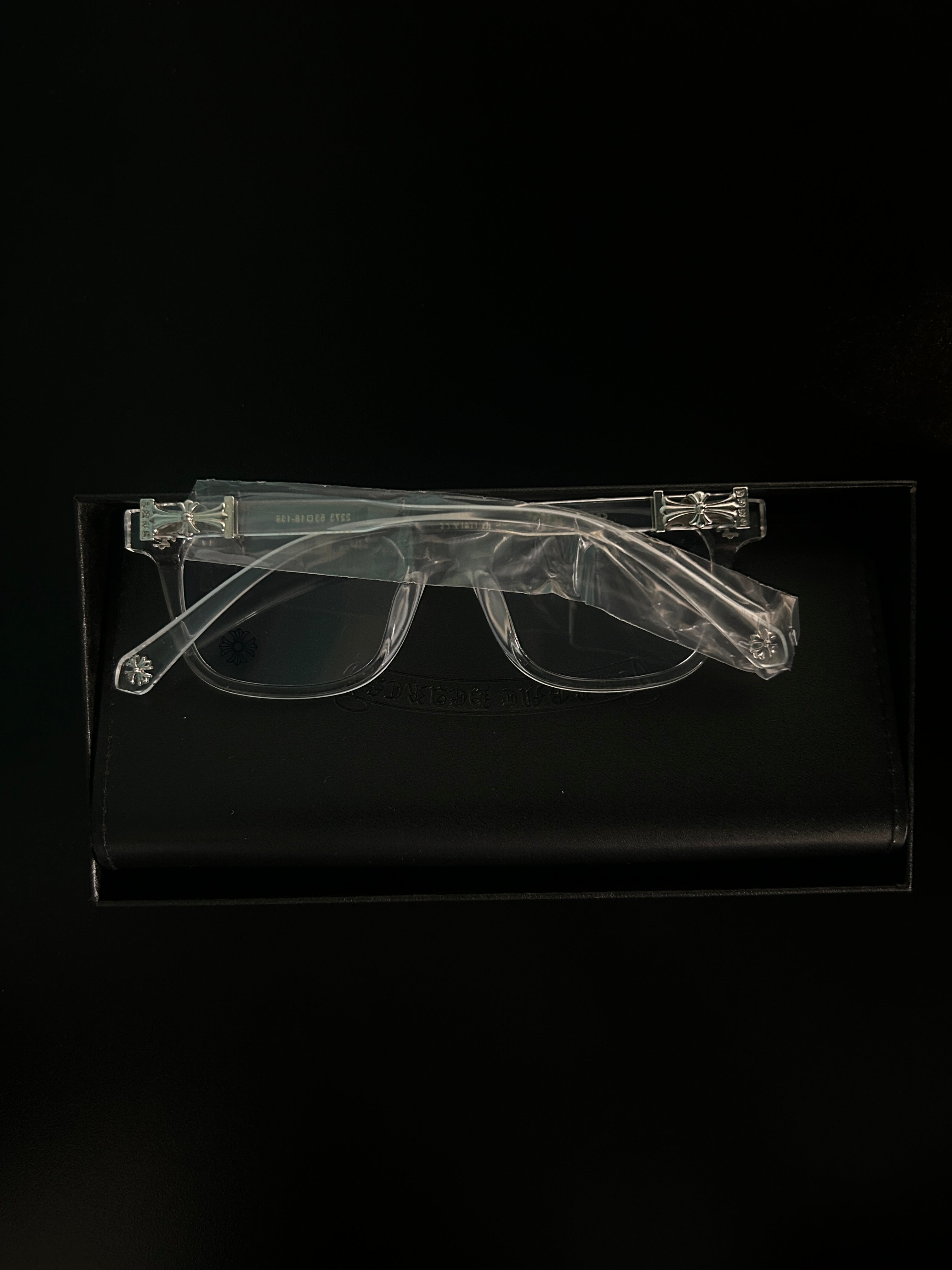 Chrome heart glasses - clear & silver badges